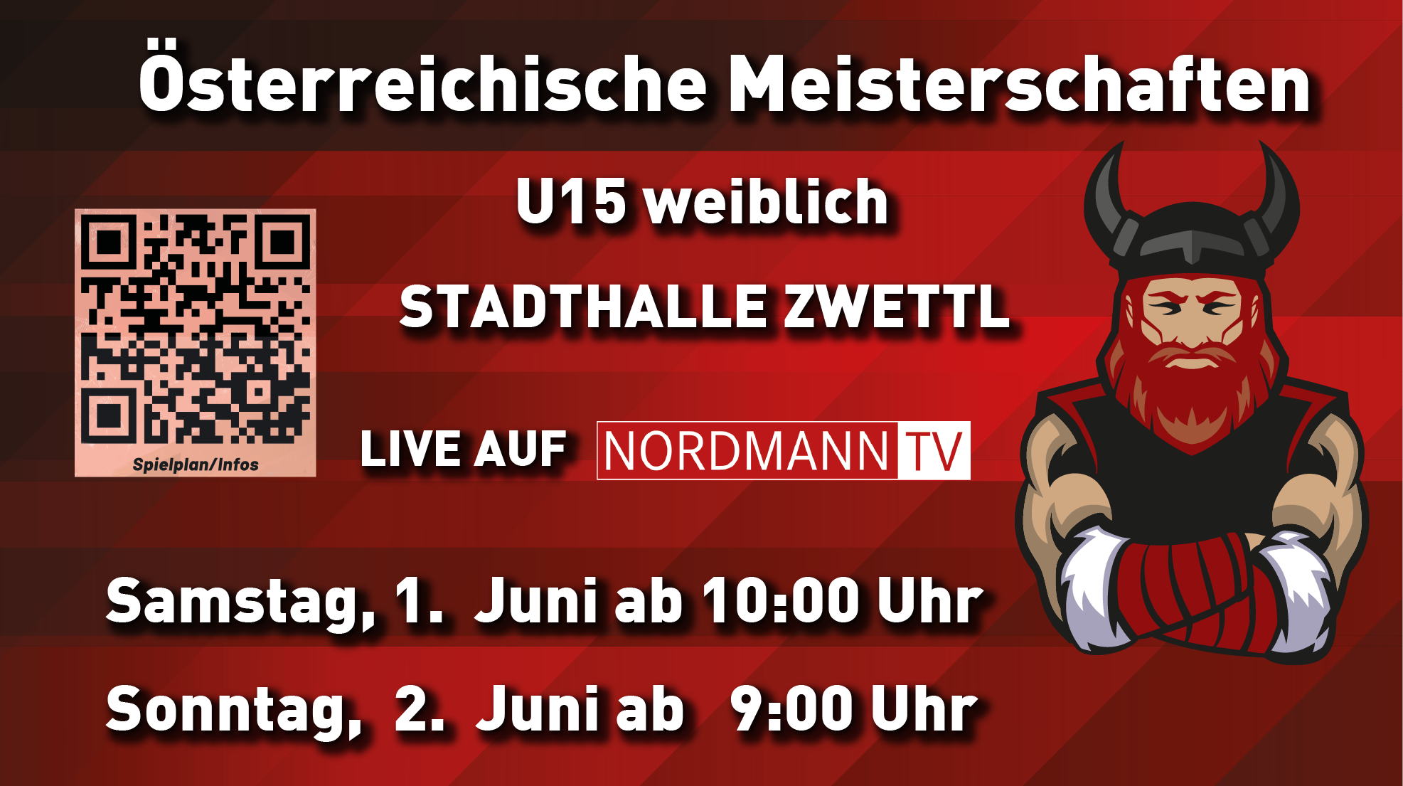Österreichische Meisterschaften U15 weiblich 2024 am 1. und 2. Juni in der Stadthalle Zwettl.
